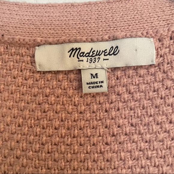 SOLD. Madewell | Wrap waffle knit rose pink sweater - Picture 7 of 10